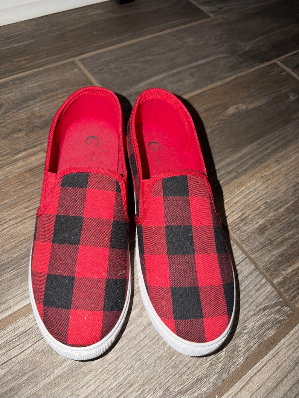 Red Buffalo Plaid Slip-On Shoes